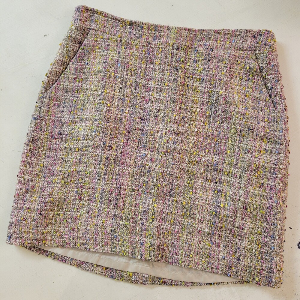 J. Crew Confetti Tweed Mini Skirt Pastel Multicolor vintage y2k preppy size 2